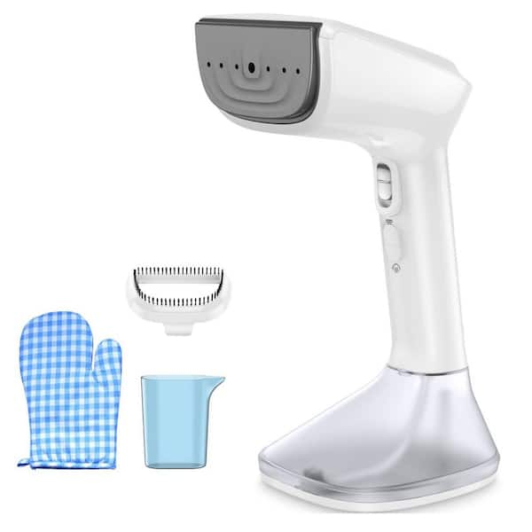 White Handheld Clothes Steamer, 1800 W Garment Steamer with Wet and Dry Ironing Modes, Heat-Resistant Glove