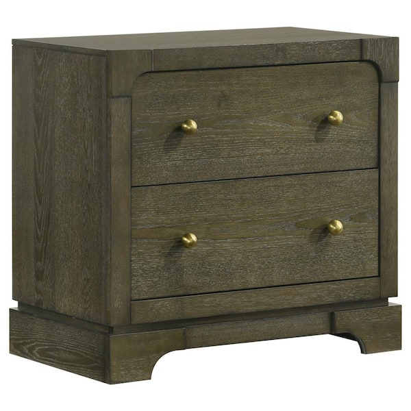 Gran Park Dark Cocoa 2-Drawer Nightstand Bedside Table with Felt-Lined Top Drawer