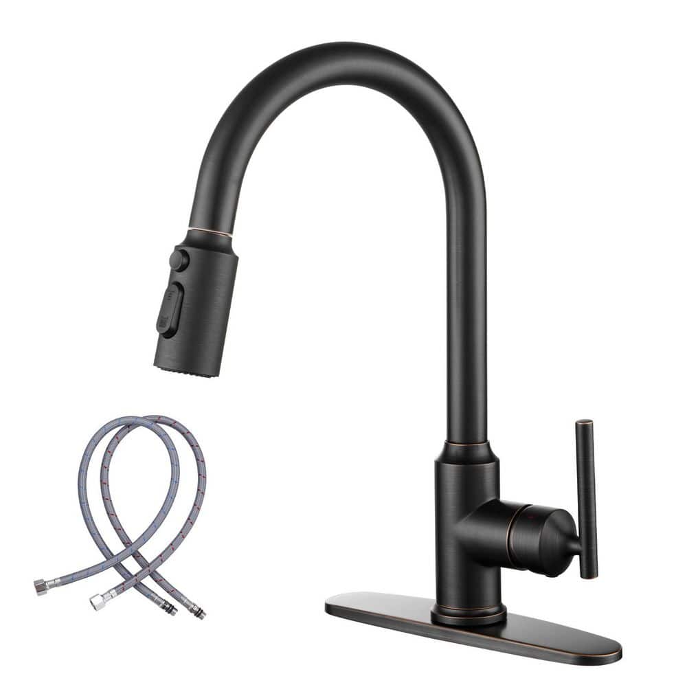 15.3 in.H High Arc Single Handle Pull Down Sprayer Kitchen Faucet with and 360° Swivel in Oil Rubbed Bronze price history on PriceWatchPro