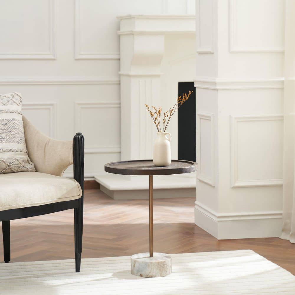 19 in. W Brown Brass/ Round Finish Round Shape Aluminum Frame End Table price history on PriceWatchPro