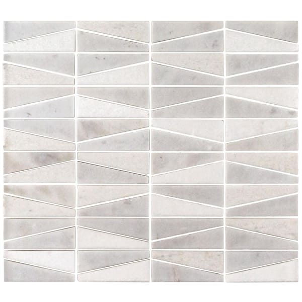 Jeffrey Court Meander White/Grey 10.625 in. x 12 in. Interlocking Honed Marble Mosaic Wall and Floor Tile (8.85 sq. ft./Case)