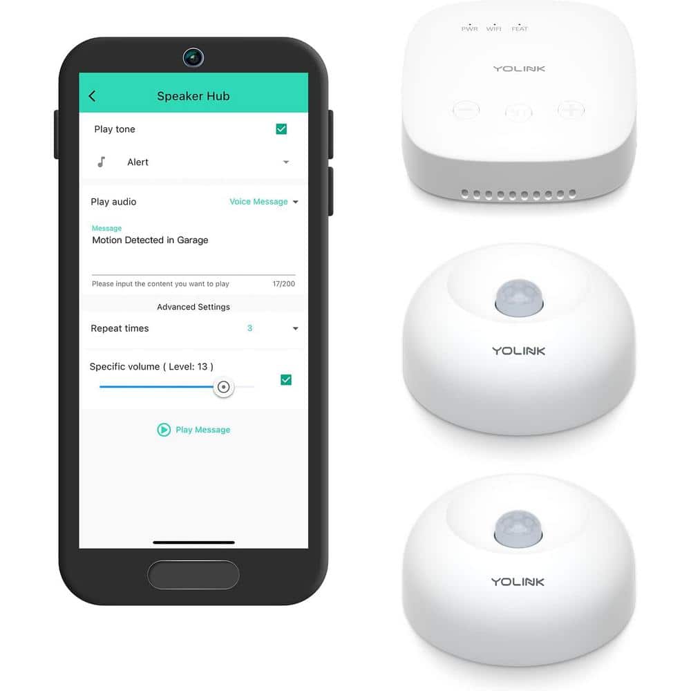 YoLink SpeakerHub and 2 Motion Sensor Smart Home and Security Kit