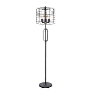63 in. Black Three Lights Novelty Standard Floor Lamp With Black Novelty Shade