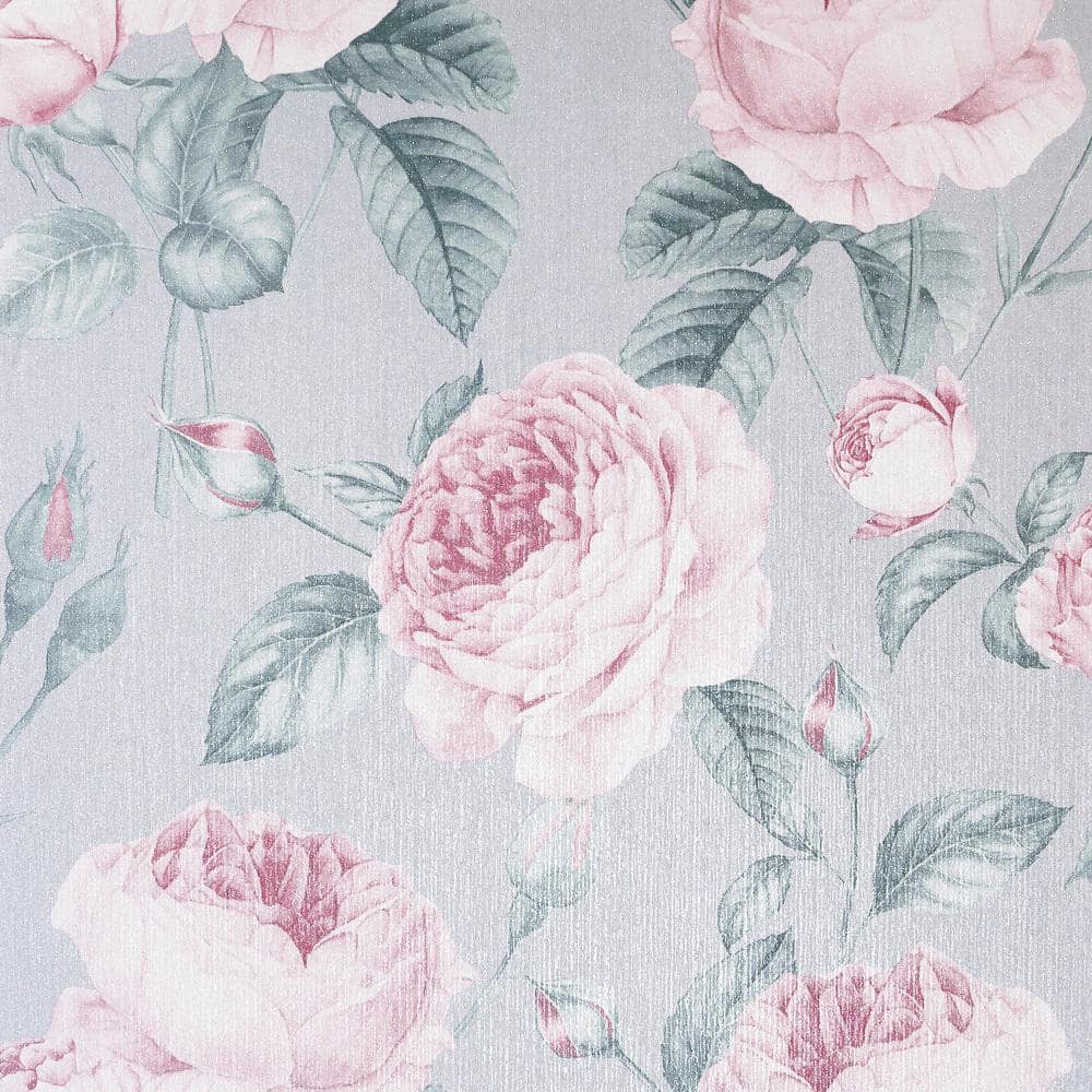 Arthouse Vintage Rose Pink Paste the Paper Wet Removable Wallpaper ...