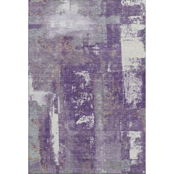 Mayfield Premium Machine Washable Abstract AMF1984 Purple 8 ft. x 10 ft. Area Rug