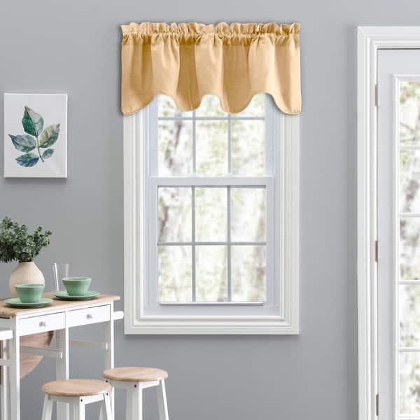 Ellis Curtain Lisa Solid 15 in L. Polyester/Cotton Lined Scallop Valance in Butter