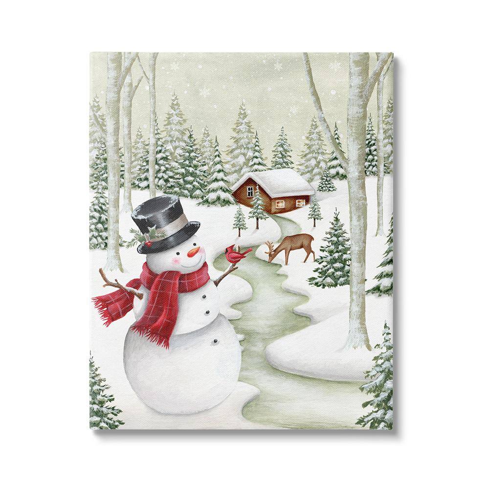Snowman on Snowy Path by Emma Leach 1-Piece Unframed Graphic Print Nature Poster Art Print 20 in. x 16 in. price history on PriceWatchPro