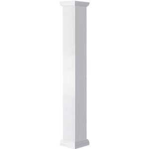 5-5/8 in. x 6 ft. Premium Square Non-Tapered Smooth PVC Column Wrap Kit Tuscan Capital and Base