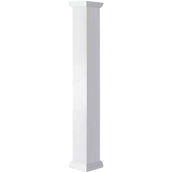 Ekena Millwork 11-5/8 in. x 4 ft. Premium Square Non-Tapered Smooth PVC Column Wrap Kit, Tuscan Capital and Base