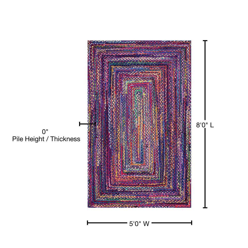Handmade Chindi Blue Cotton Blend 5' x 8' Area Rug