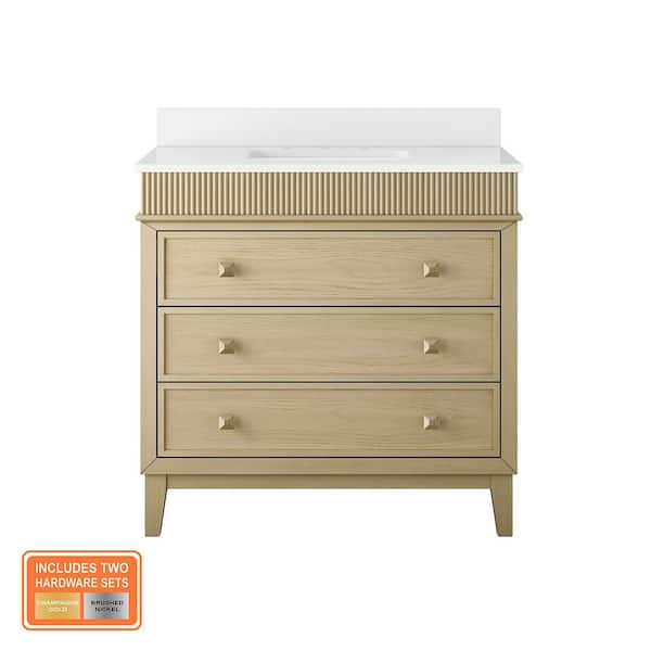 Danby 36 in. Single Sink Platinum Oak Bath Vanity with White Engineered Marble Top (Assembled)