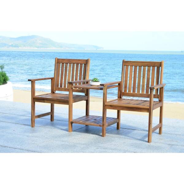 Brea 65 in. 2-Person Natural Brown Acacia Wood Outdoor Bench
