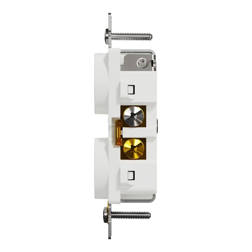 Matte White 20 Amp Tamper Resistant Duplex Outlet with Wall Plate