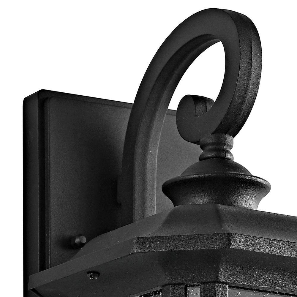 Elegant Black Metal Lantern Wall Sconce with Clear Bubble Glass