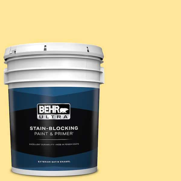 BEHR ULTRA 5 gal. #390B-4 Chilled Lemonade Satin Enamel Exterior Paint & Primer