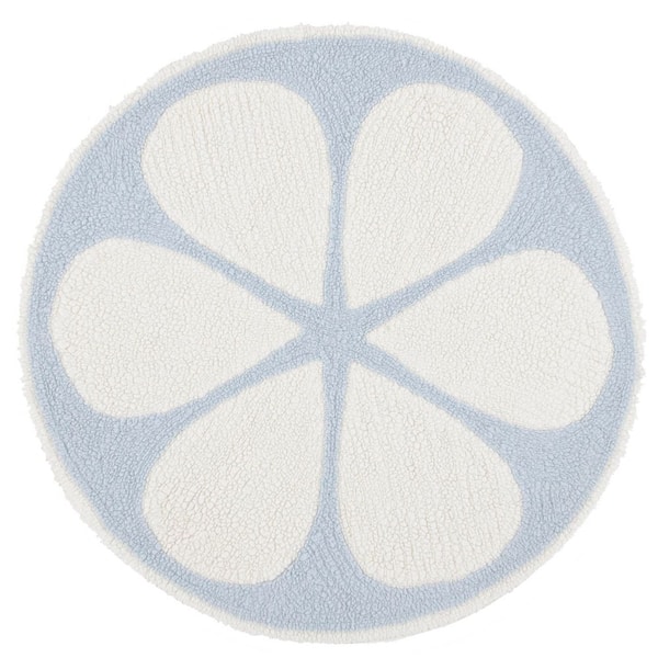 SAFAVIEH Vermont Ivory/Light Blue  3 ft. x 3 ft. Machine Washable Oversized Citrus Round Area Rug