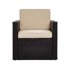 CROSLEY FURNITURE Palm Harbor Wicker Outdoor Patio Lounge Chair with Sand Cushions KO70088BR SA The Home Depot