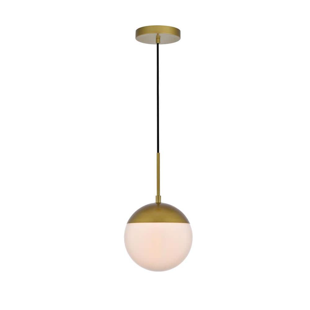 Timeless Home Ellie 1-Light Brass Pendant with Frosted Glass Shade