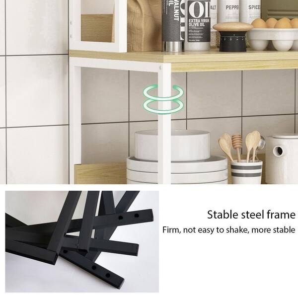 Naiyufa Kitchen Bakers Rack with Baskets,5-tier Kitchen Utility Storage Shelf Wi