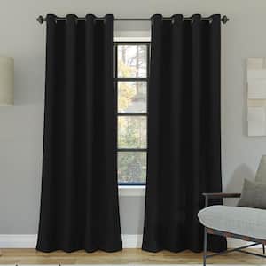 Oslo Theater Grade Black Polyester Solid 52 in. W x 108 in. L Thermal Grommet Blackout Curtain