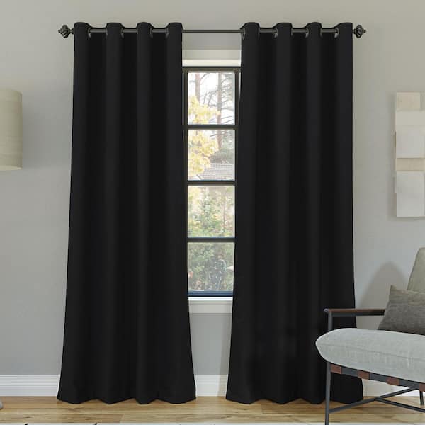 Sun Zero Oslo Theater Grade Black Polyester Solid 52 in. W x 108 in. L Thermal Grommet Blackout Curtain