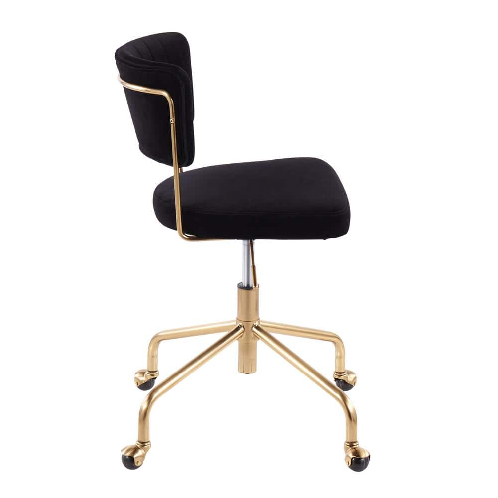 Tania Contemporary Black Velvet 28.5" Swivel Task Chair