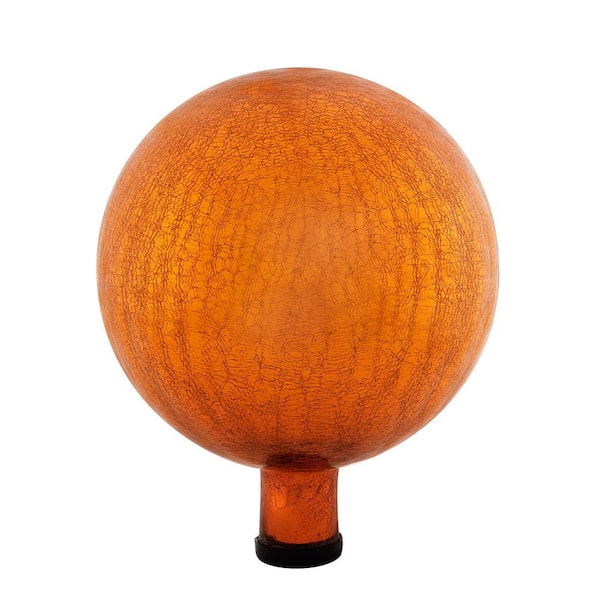 10 in. Dia Mandarin Orange Decorative Reflecting Glass Gazing Ball