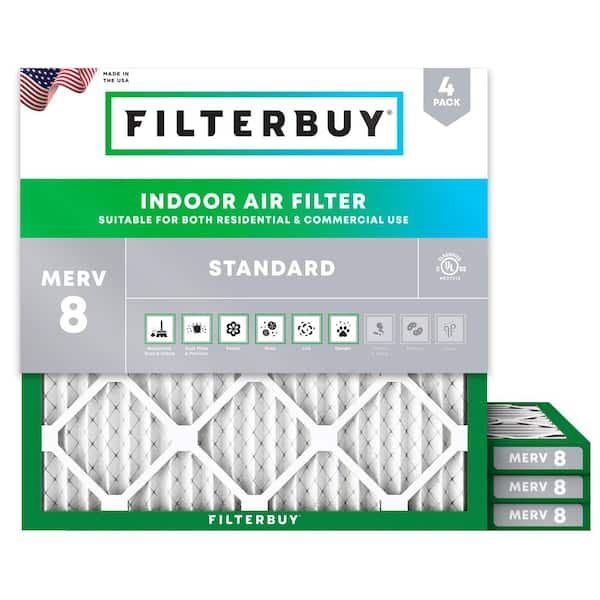 14 in. x 14 in. x 1 in. MERV 8 (FPR 5) Dust Defense Pleated HVAC AC Furnace Air Filters Replacement (4-Pack)