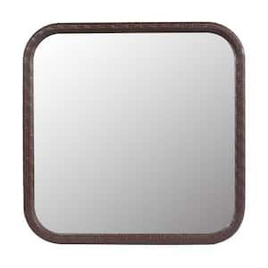Modern 23.62 in. W x 23.62 in. H Square Composite Framed Wall Bathroom Vanity Mirror in Brown Woven