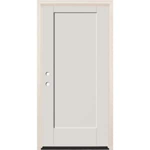 32 in. x 80 in. 1 Panel Right-Hand Unfinished Fiberglass Prehung Front Door with 6-9/16 in. Frame and Bronze Hinges