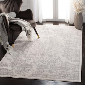 Adirondack Ivory/Silver Doormat 3 ft. x 4 ft. Border Floral Area Rug