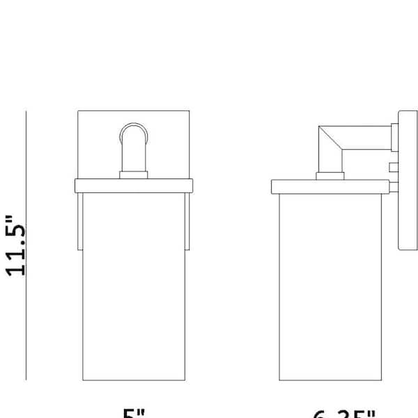 Designers Fountain - Otto 1-Light Matte Black Outdoor Line Voltage Hardwired Porch Light Wall Sconce with No Bulbs Included