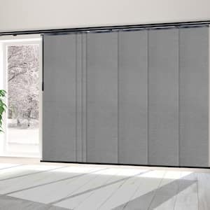 Cinder Gray 110 in. - 153 in. W x 94 in. L 7-Panel Black Single Rail Panel Track with 23.4 in. Slates