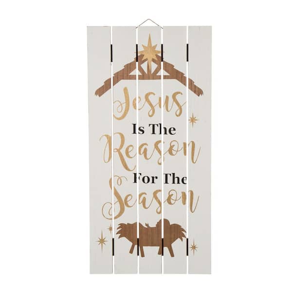Glitzhome 27.95 in. H Wooden Nativity Wall Decor