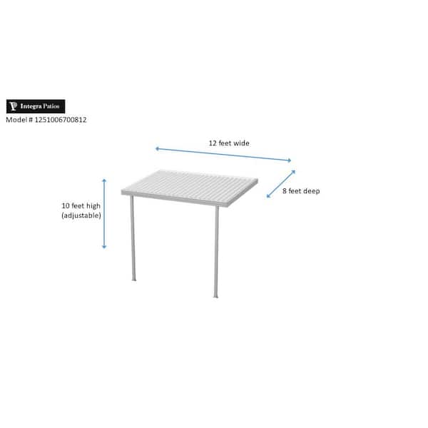 12 ft. x 8 ft. White Aluminum Frame Patio Cover, 2 Posts 10 lbs. Snow Load