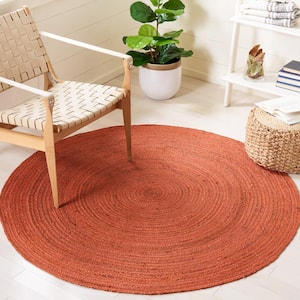 Natural Fiber Rust 3 ft. x 3 ft. Circles Solid Color Round Area Rug