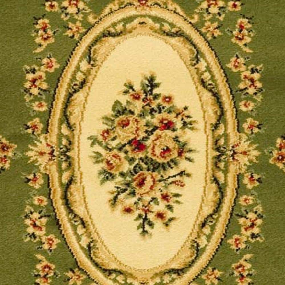 Safavid Style Sage and Ivory Rectangular Synthetic Area Rug