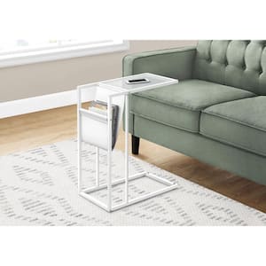 White End Table with a Magazine Rack