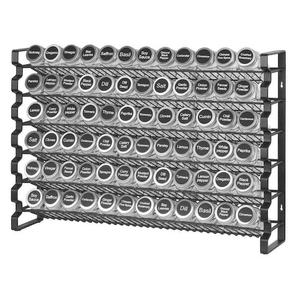 Spice Rack Organizer for Cabinet Seasoning Storage Set Wall Mounted 4 Pack, Black