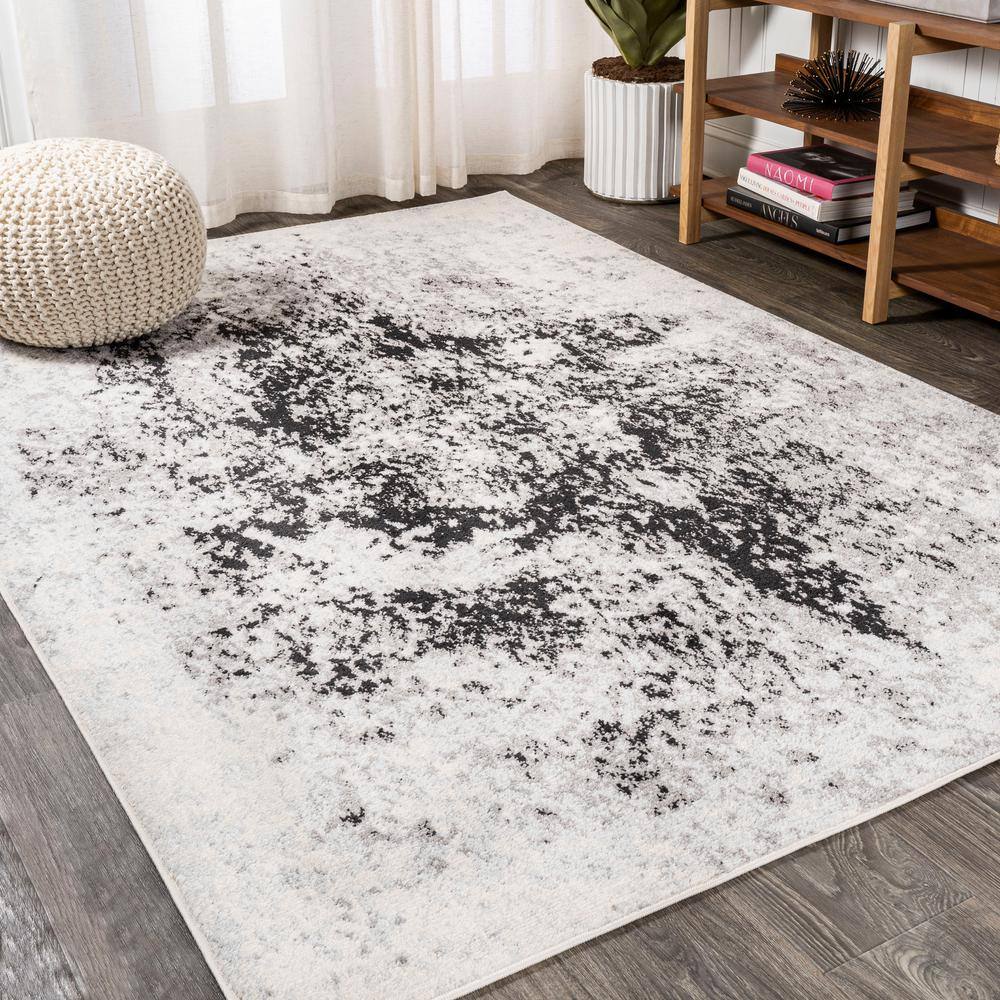 Dune Cream & Gray Modern Abstract Synthetic 5' x 8' Area Rug