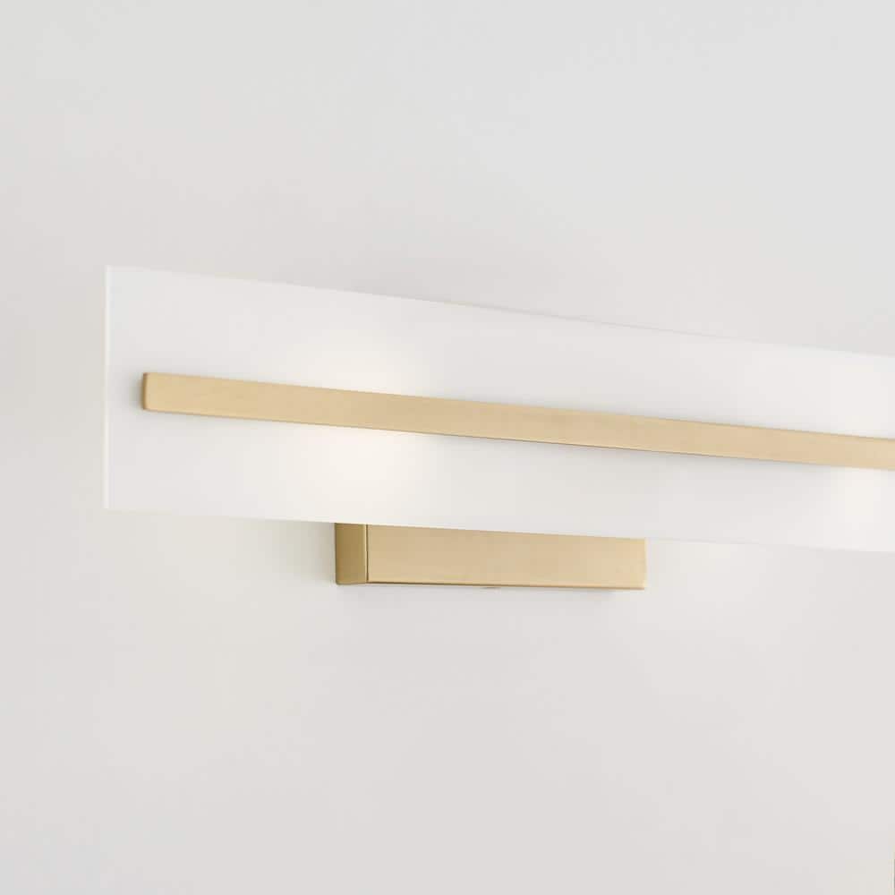 Satin Brass and Glass 24" Modern Bathroom Vanity Light