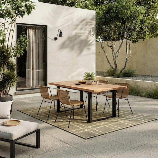 Horizon Indoor/Outdoor Green 4 ft. x 6 ft. Geometric Contemporary Area Rug