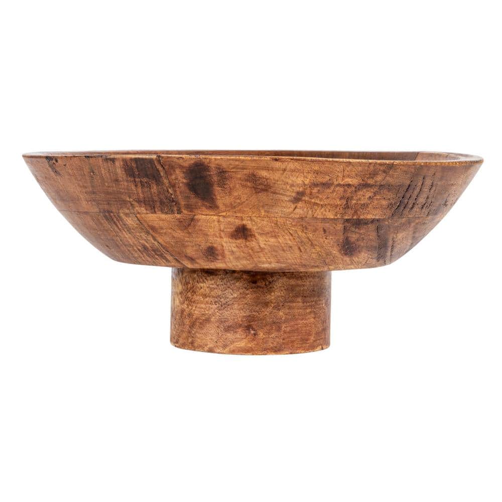 Natural Mango Wood Footed Serving Bowl, 11.5" Wide