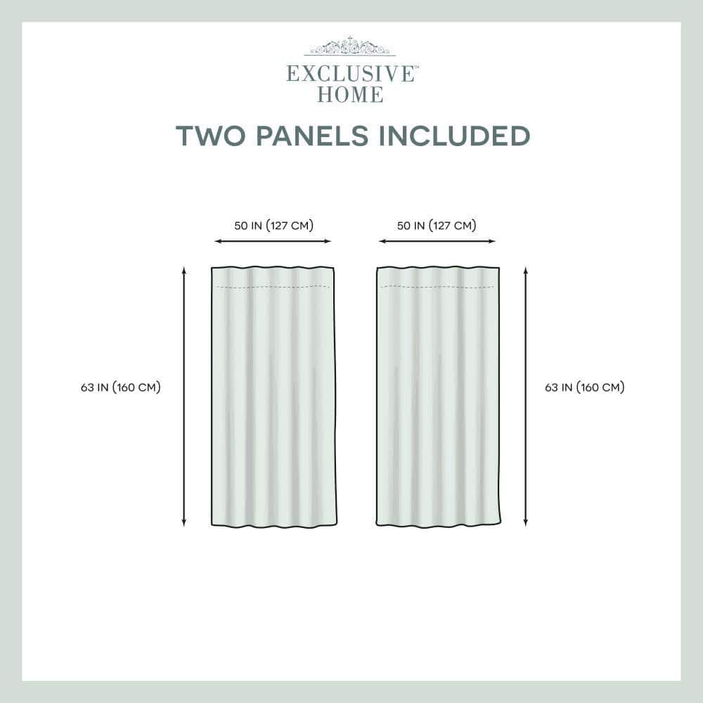 Set of 2 (63"x50") Belgian Sheer Hidden Tab Top Curtain Panel White - Exclusive Home: Mid-Century Modern, OEKO-TEX Certified