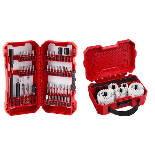 Milwaukee SHOCKWAVE Impact Duty Alloy Steel Screw Driver Bit Set (45-Piece) with Hole Dozer Bi-Metal Hole Saw Set (13-Piece)