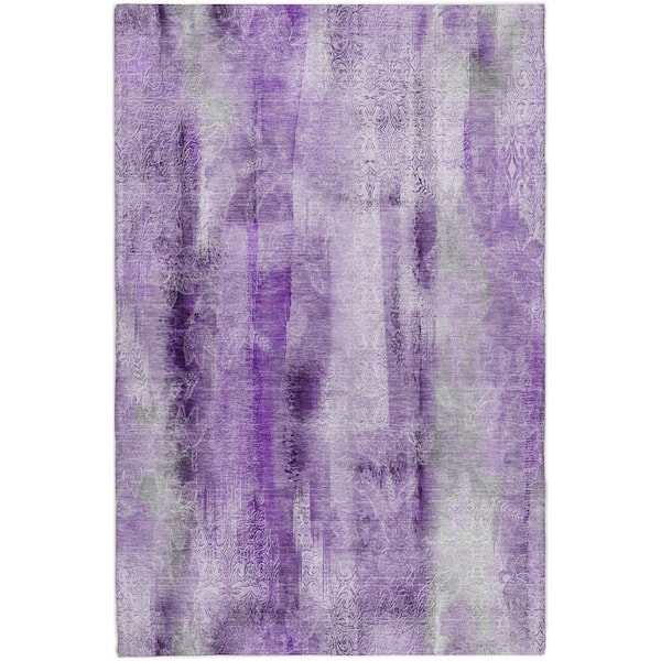 Dream Shag Premium Machine Washable Abstract ADS537 Purple 9 ft. x 12 ft. Area Rug