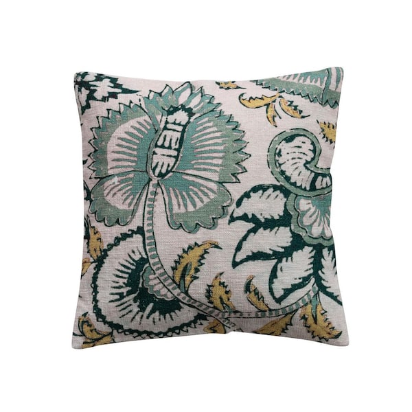 Multicolor Botanicals Polyester 18 in. x 18 in. Throw Pillow