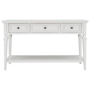 50 in. Antique White Rectangle Wood Console Table with 3-Drawers and Storage Shelf