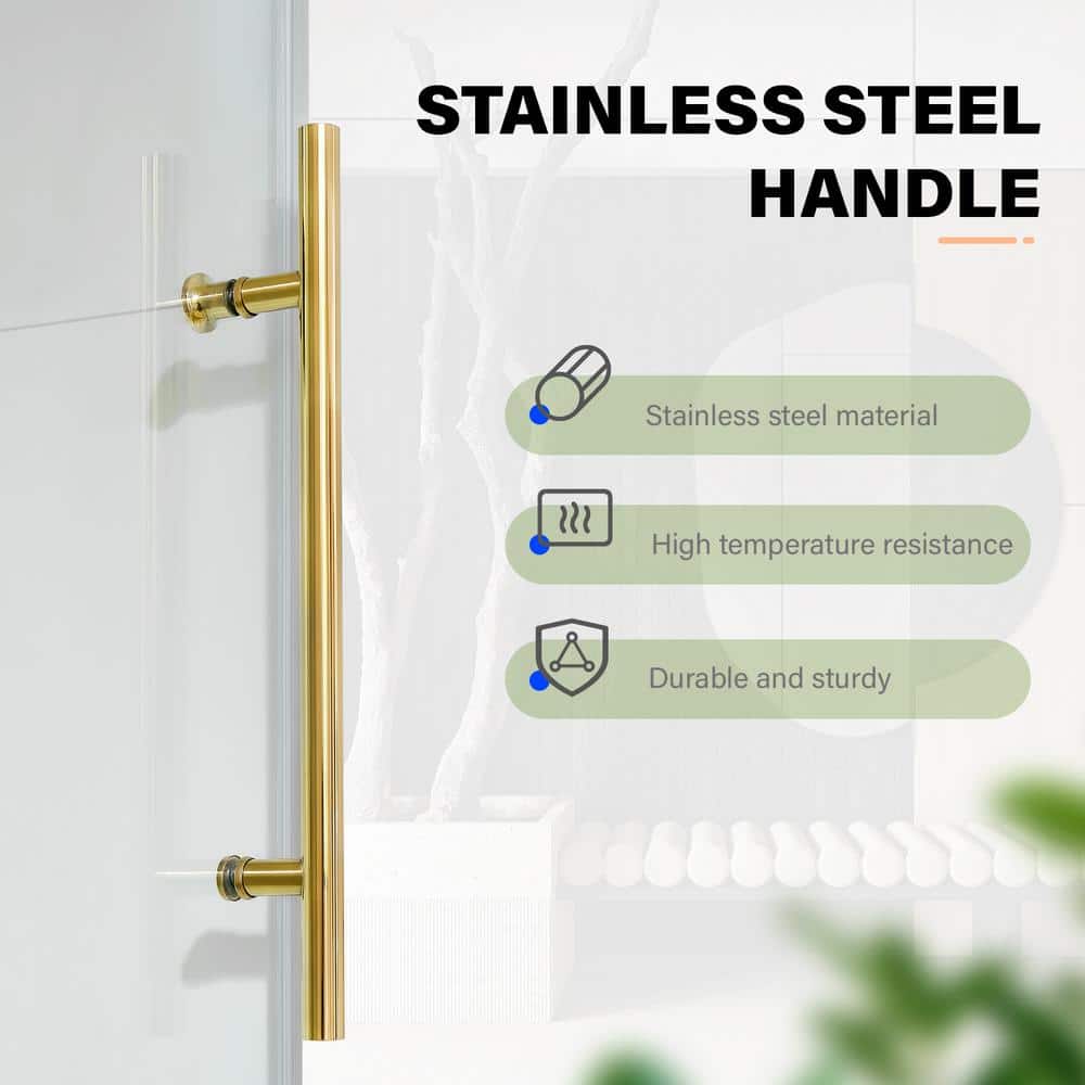 60 in. Titanium Gold Frameless Sliding Shower Door with Clear Glass