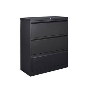 3-Tier Metal Storage Cabinet Locker with 3-Doors in Black